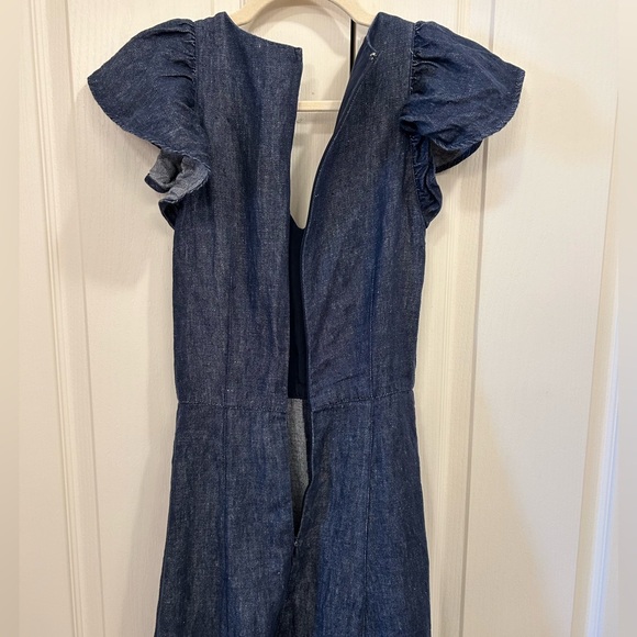Ann Mashburn Flutter Sleeve Maxi Dress in Dark Chambray Linen, Size XS - Picture 8 of 15